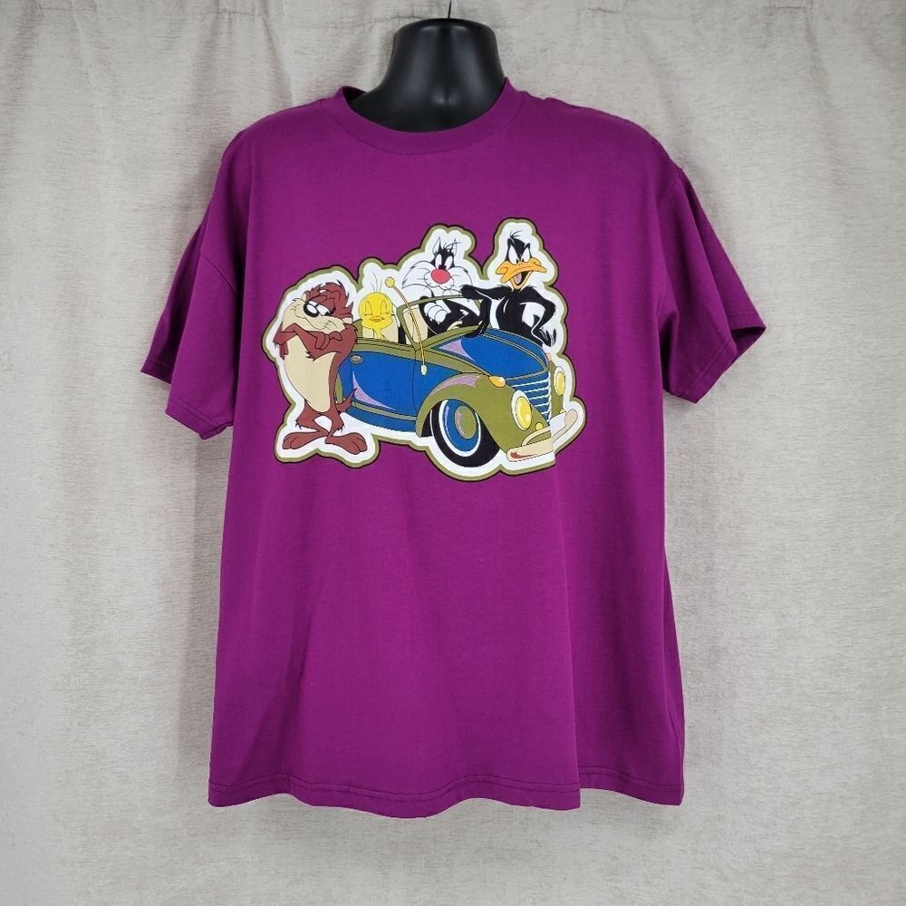 Looney Toons 90s Vintage Purple T-shirt Deadstock NWT XL Unisex